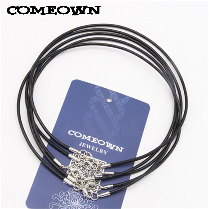 COMEOWN 10 шт. черный 2 мм 12 &quot 30&quot Натуральная кожа ожерелье шнур/веревка с застежкой