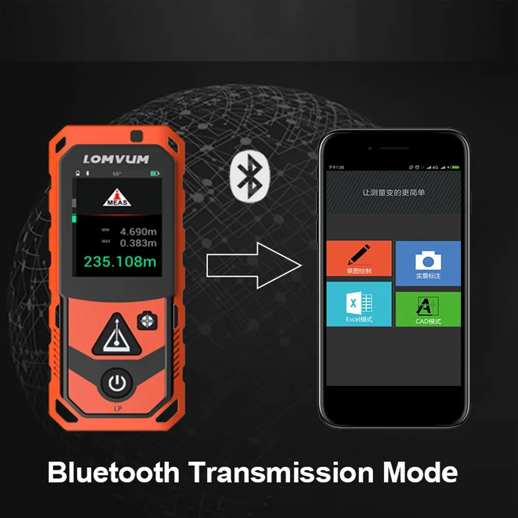 Сенсорный экран Bluetooth лазерный дальномер мини диастиметр площадь мощности Угол