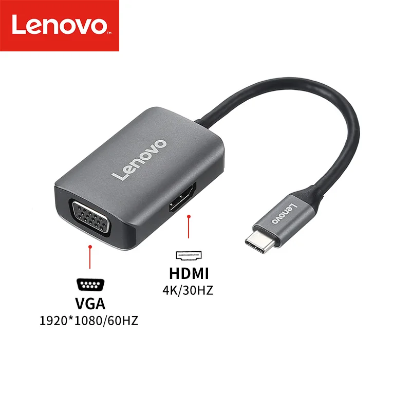 Lenovo USB C к HDMI 4K VGA адаптер USB 3,1 type C USB-C к VGA HDMI видео конвертеры адаптер для Macbook Pro