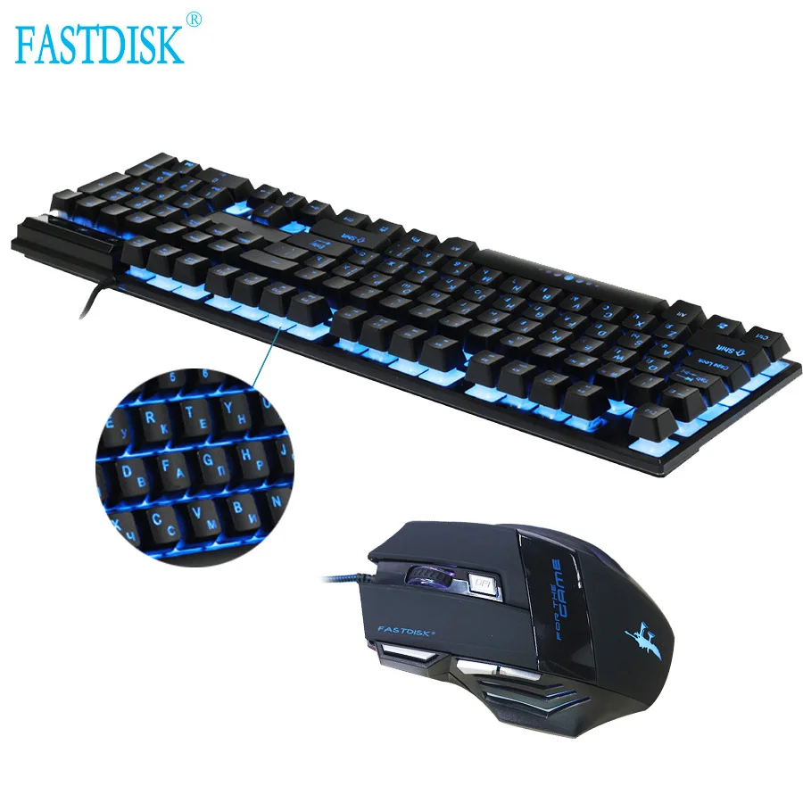 FASTDISK Русский/Английский 3 цвета Подсветка игровая клавиатура Teclado геймер