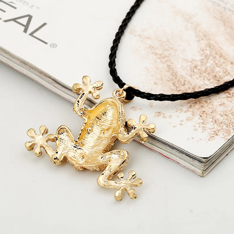 Модное Длинное Ожерелье в виде лягушки ювелирные изделия подвеска с кристаллами