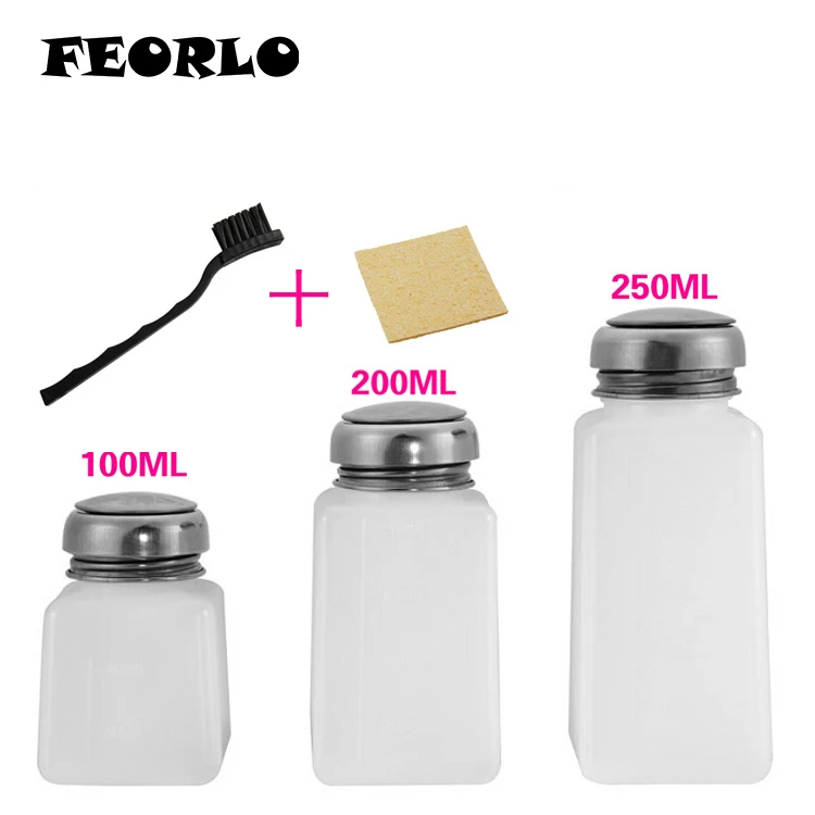Пластиковая бутылка для спирта FEPRLO 100 мл + 200 мл + 250 мл ESD, припой бутылка для флюса + 1 Антистатическая щетка + 1 желтая губка