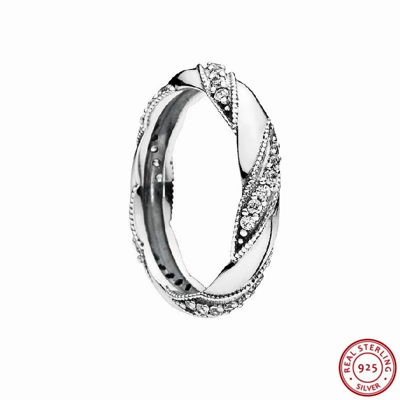 Потрясающие кольца из стерлингового серебра 925 пробы с прозрачными фианитами