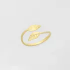 Великолепная сказка Зеленый Медный простой лист птичье перо открытая настроить кольцо Рождественский минималистский украшения для женщин девушки очарование подарок