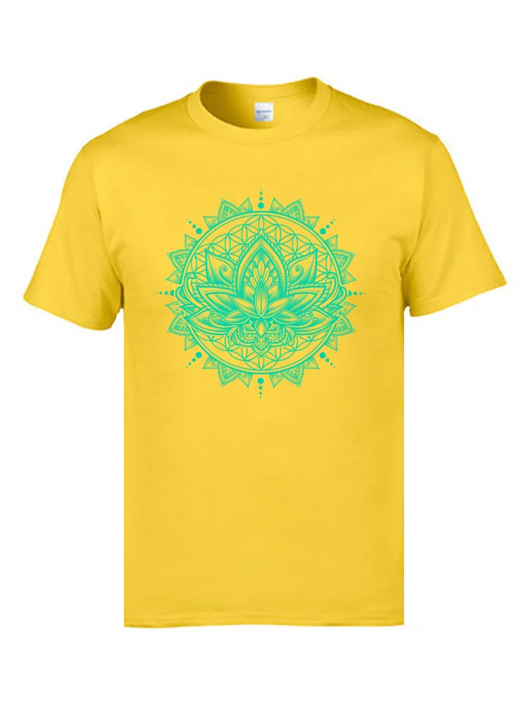 Sacred Lotus печатные футболки Мандала Ом YO GA культивирование мужские индийский