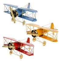 educational creative vintage metal airplane model biplane military aircraft home christmas decoration toy red children kid toys
