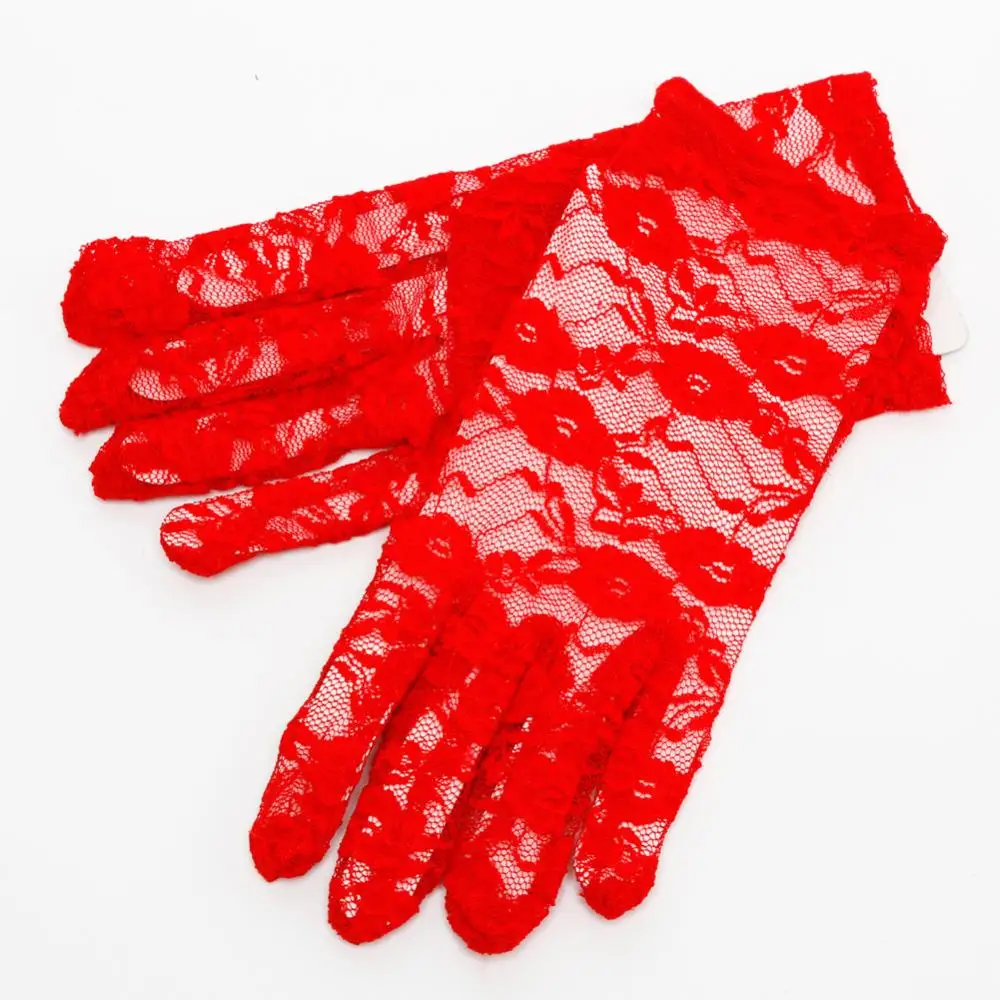 

1 Pair High Quality Sun Protection Accessories Lace Hollow-out Gloves Delicate Lace Jacquard Pattern Lace Gloves