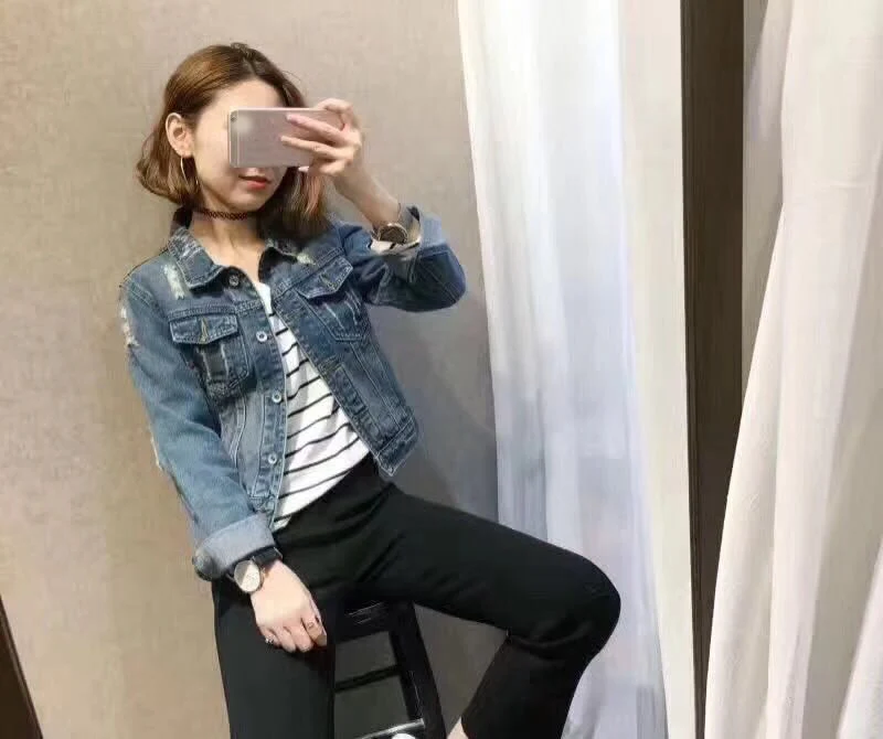 women popular new 2018 Women Basic Coat Denim Jacket Winter For | Женская одежда