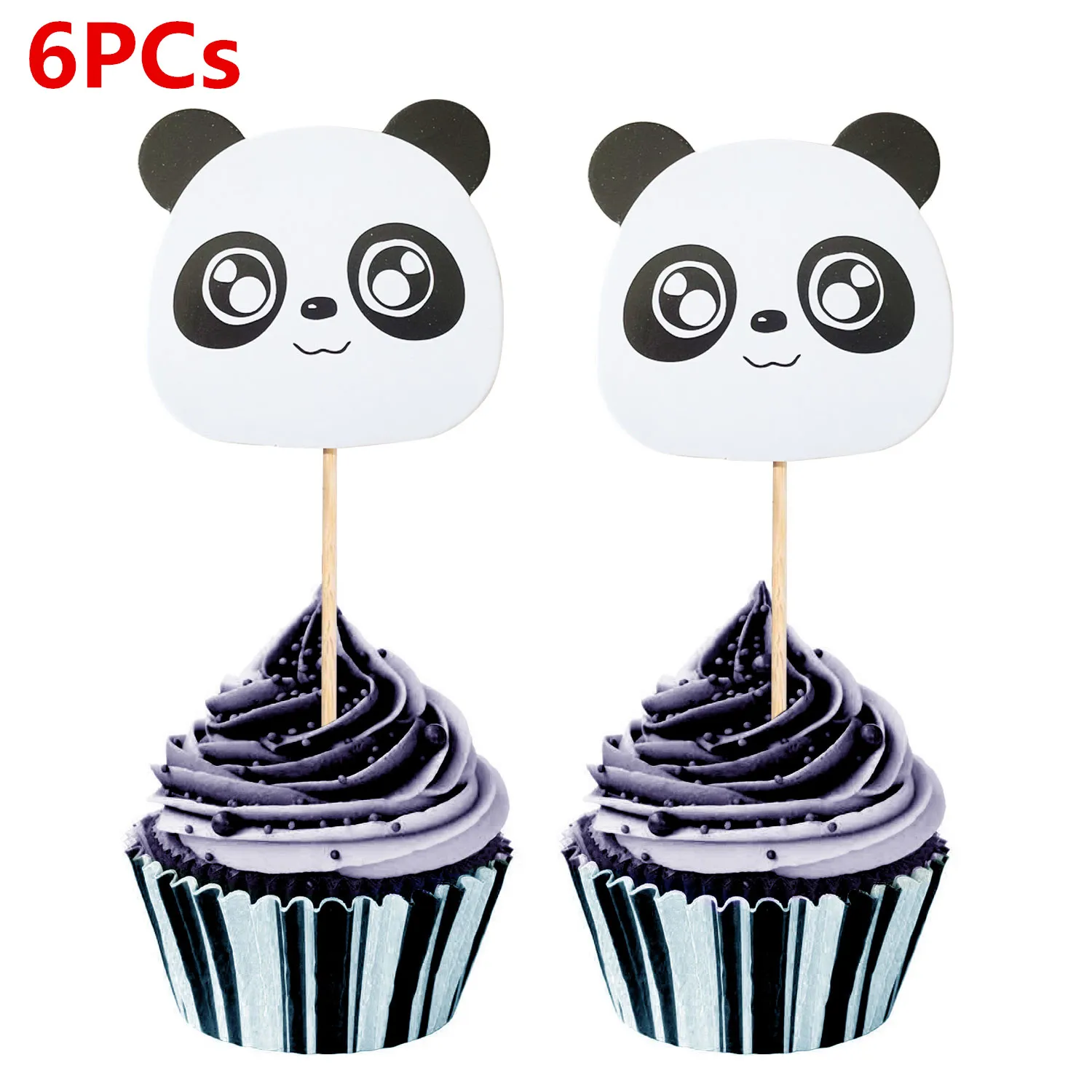 6pcs cake topper ZLJQ с днем рождения панда баннер воздушные шары одноразовая салфетка для посуды чашка тарелка дети мальчик девочка день рождения украшения принадлежности - Цвет: 6pcs cake topper