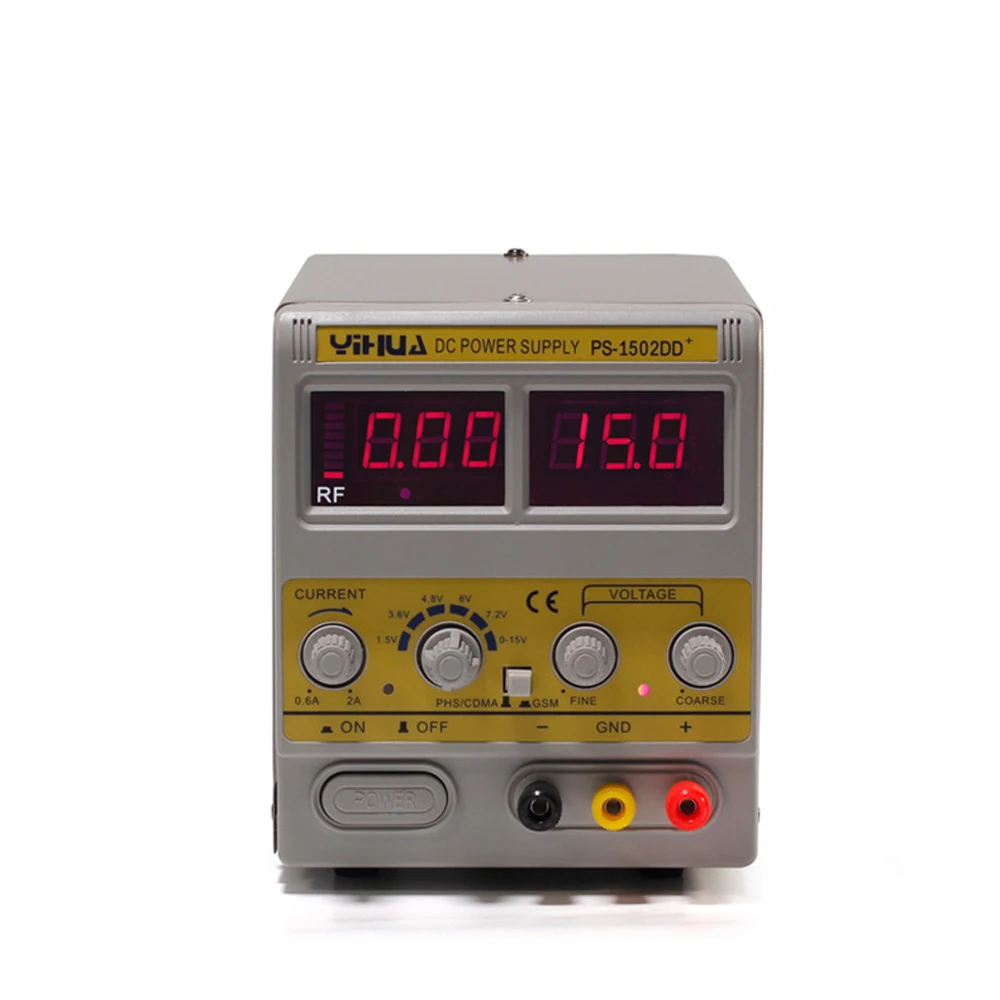 YiHua 1502dd+ DC Регулируемый источник питания Мобильный телефон тестирование энергоснабжения RF обслуживание Электропитание лабораторный блок питания