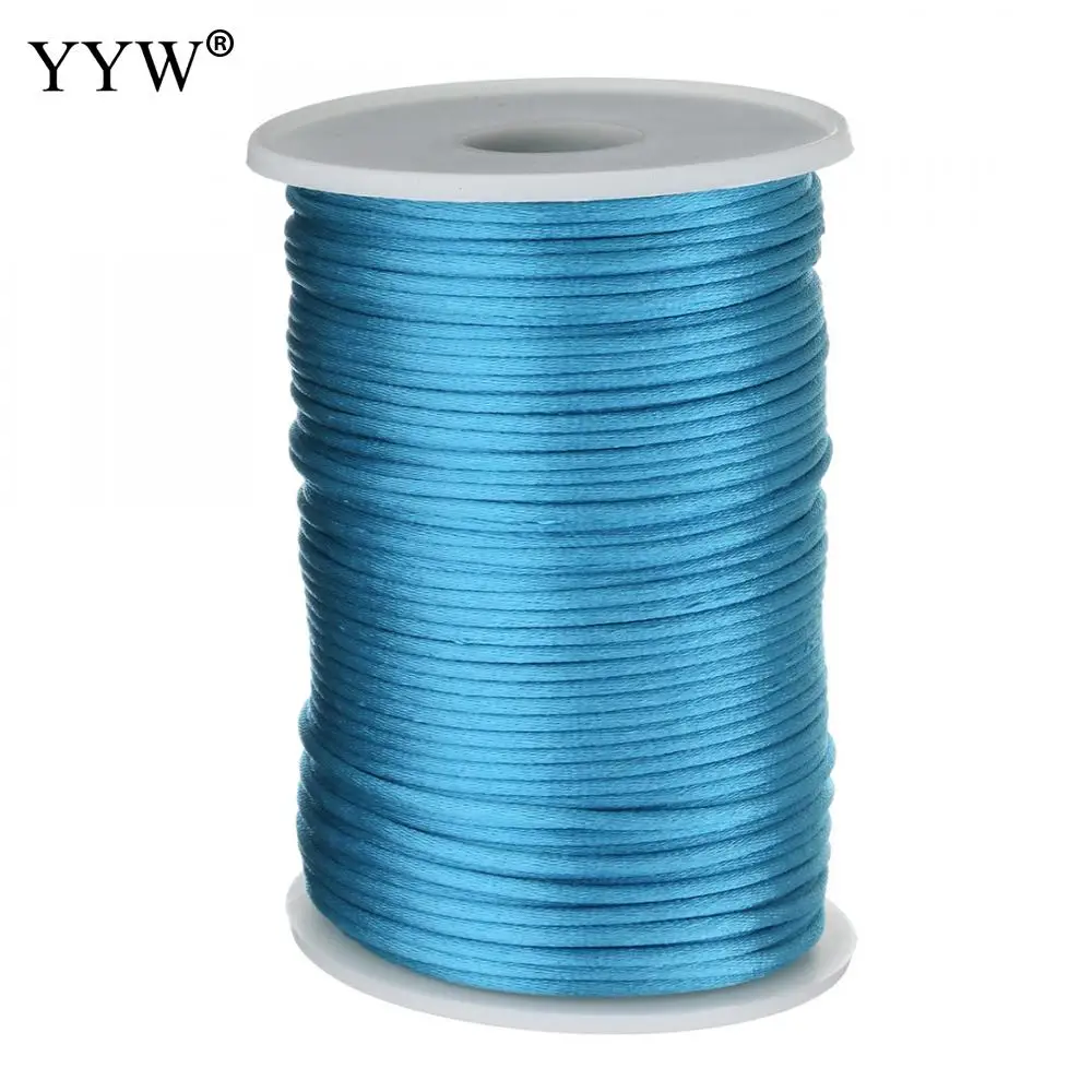 ocean blue 24 цвета, 100 ярдов/шт, 2 мм, смешанный нейлоновый сатиновый шнур, шелковистый шнур макраме, Плетенный бисером, браслет, нить - Цвет: ocean blue