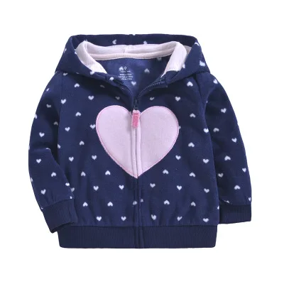 Blue hearts Одежда для малышей куртка для девочек весеннее пальто для малышей флисовая одежда для малышей куртка на молнии Толстовка для девочек верхняя одежда для маленьких мальчиков - Цвет: Blue hearts