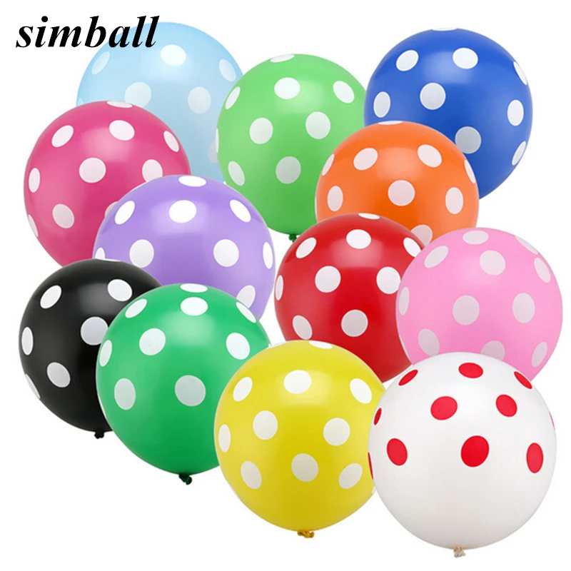 

100pcs 12inch Thick 2.8g Polka Dot Latex Multicolor Balloons Happy Birthday Party Inflatable Wedding Decoration Air Balls Toys