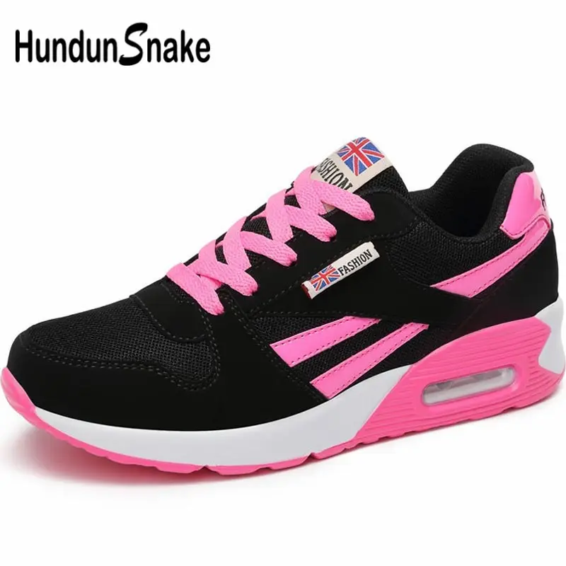 black pink Hundunsnake/дышащая обувь; спортивные женские кроссовки; женские кроссовки для бега; женская спортивная обувь; спортивная летняя обувь для тенниса; цвет черный, A-048 - Цвет: black pink