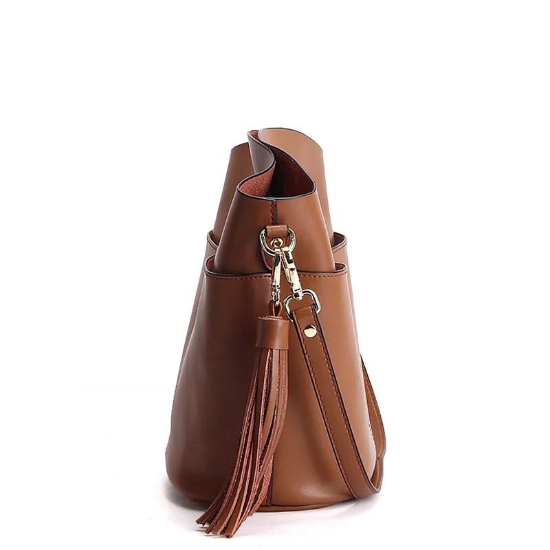 YOGOBOR Моды Случайные Прочистки Женщины Ведро Сумки Сплит Кожа Твердые Женщин Топ