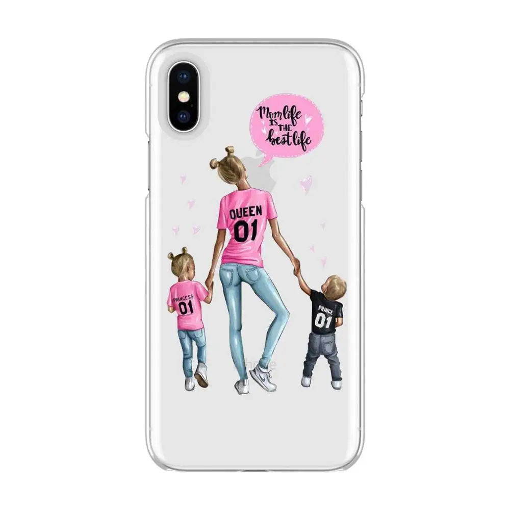TPU Модный черный коричневый Чехол для мамы и девочки, королева, для iPhone Max XR XS X10 8PLUS 7PLUS 5 5SE 6 6 S, мягкий ТПУ, Женский чехол для телефона - Цвет: TPU