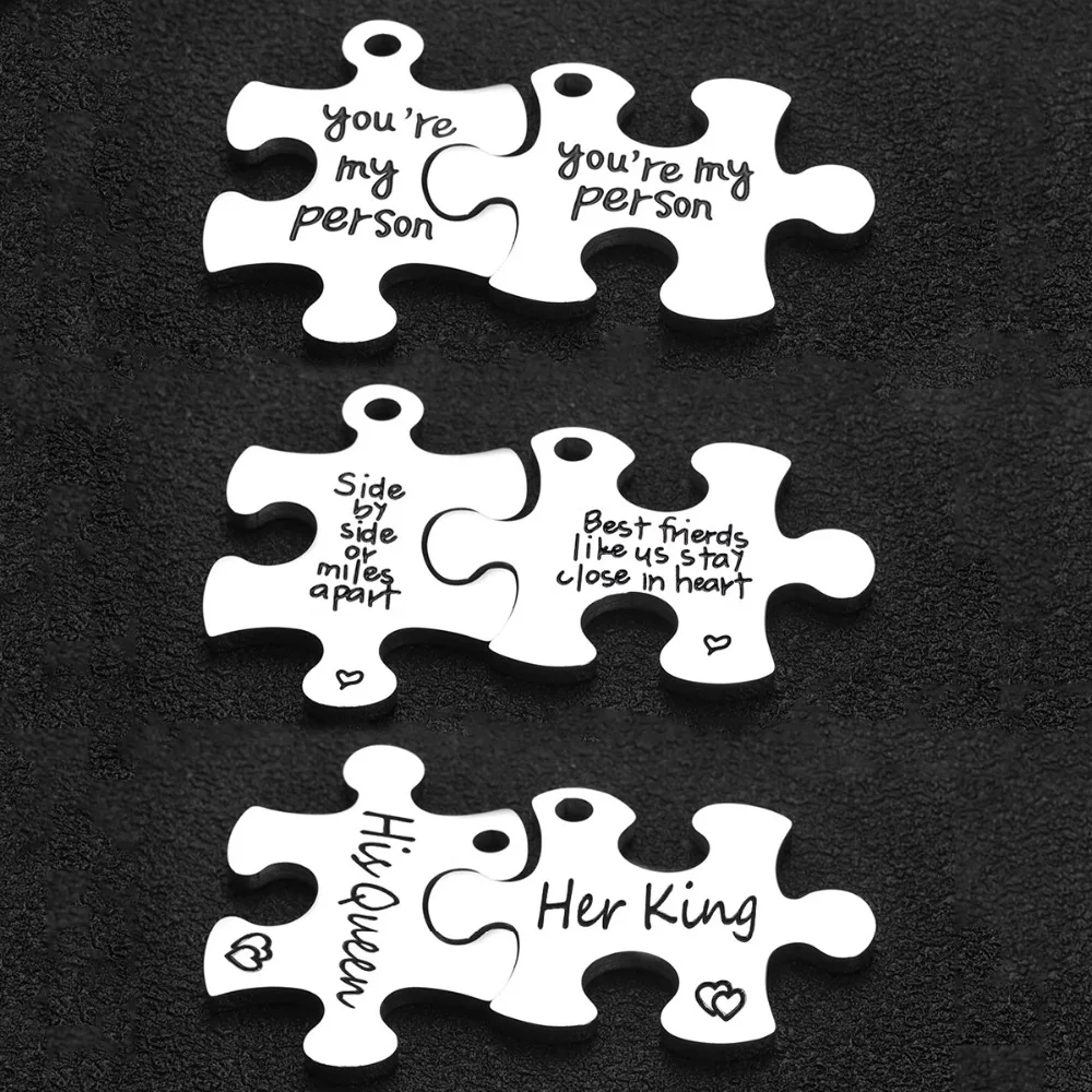 Очаровательная пазл из титановой стали 316L с подвеской для пар подвеска