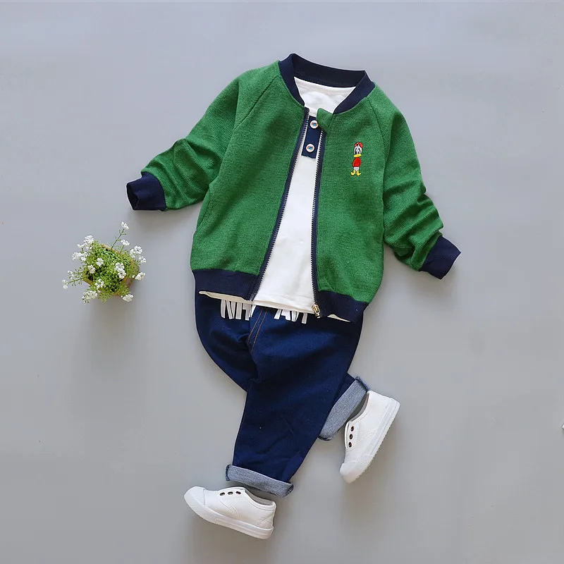 2018 Real Top Casual Unisex Full Solid Children Clothing Sets Boy Autumn 3 Piece Clothes Coat Sport Suit Cartoon Cotton For2 4 T | Детская