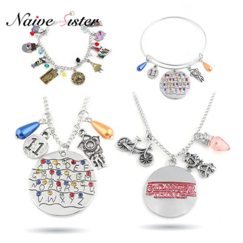 Странные Вещи Алфавит свет стена Монстр 11 письмо ожерелье две змеи обмотки Шарм