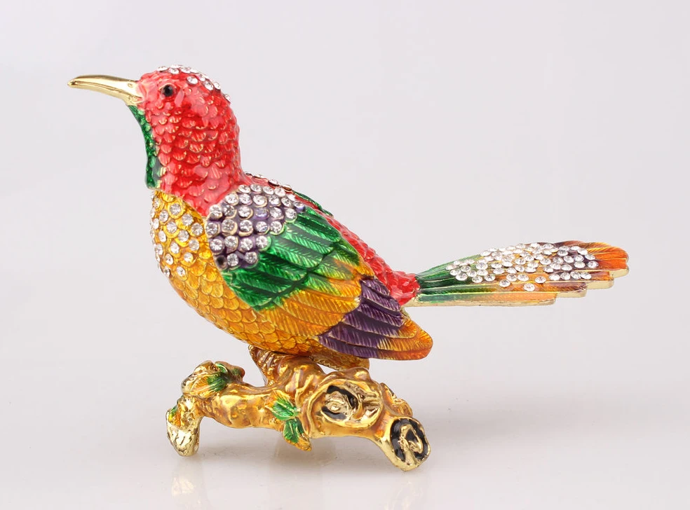 Винтажный стиль ручная роспись птицы Faberge Стразы ювелирные изделия шкатулка для