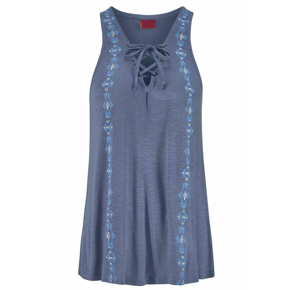 Женский топ без рукавов CHAMSGEND синий и белый летний жилет с v образным вырезом