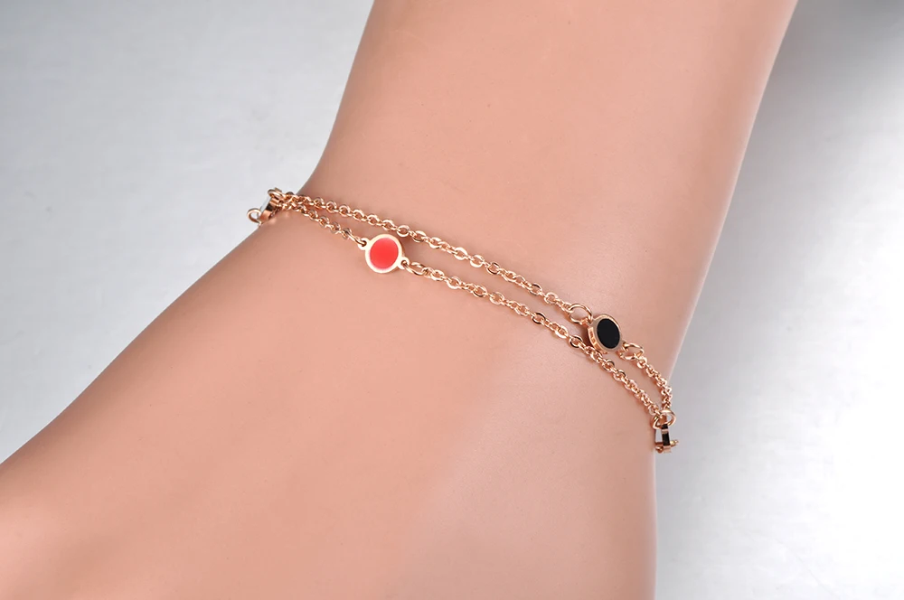 Lokaer богемные черные/красные акриловые браслеты-шармы для женщин из нержавеющей