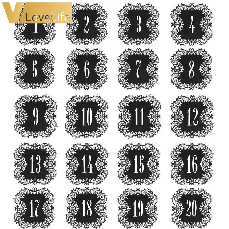 20 шт./компл. номер свадебного стола настольные карты 1 полый лазерный разрез
