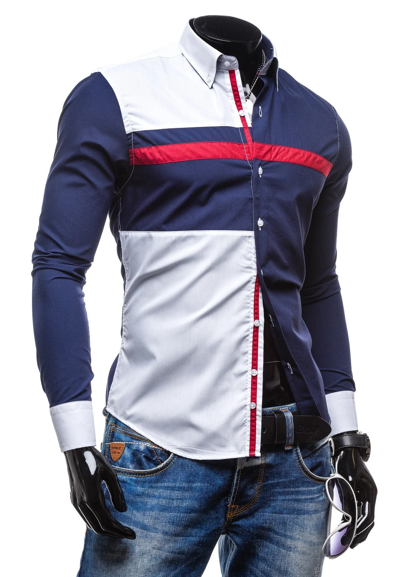 Мужская деловая рубашка ZOGAA Повседневная с длинными рукавами и отложным