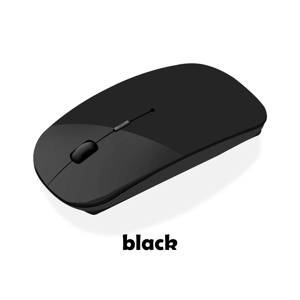 Black Портативная 2,4G беспроводная мышь Ультра тонкая USB оптическая мышь Бесшумная кнопка для ПК ноутбука MacBook настольного компьютера Air Pro - Цвет: Black