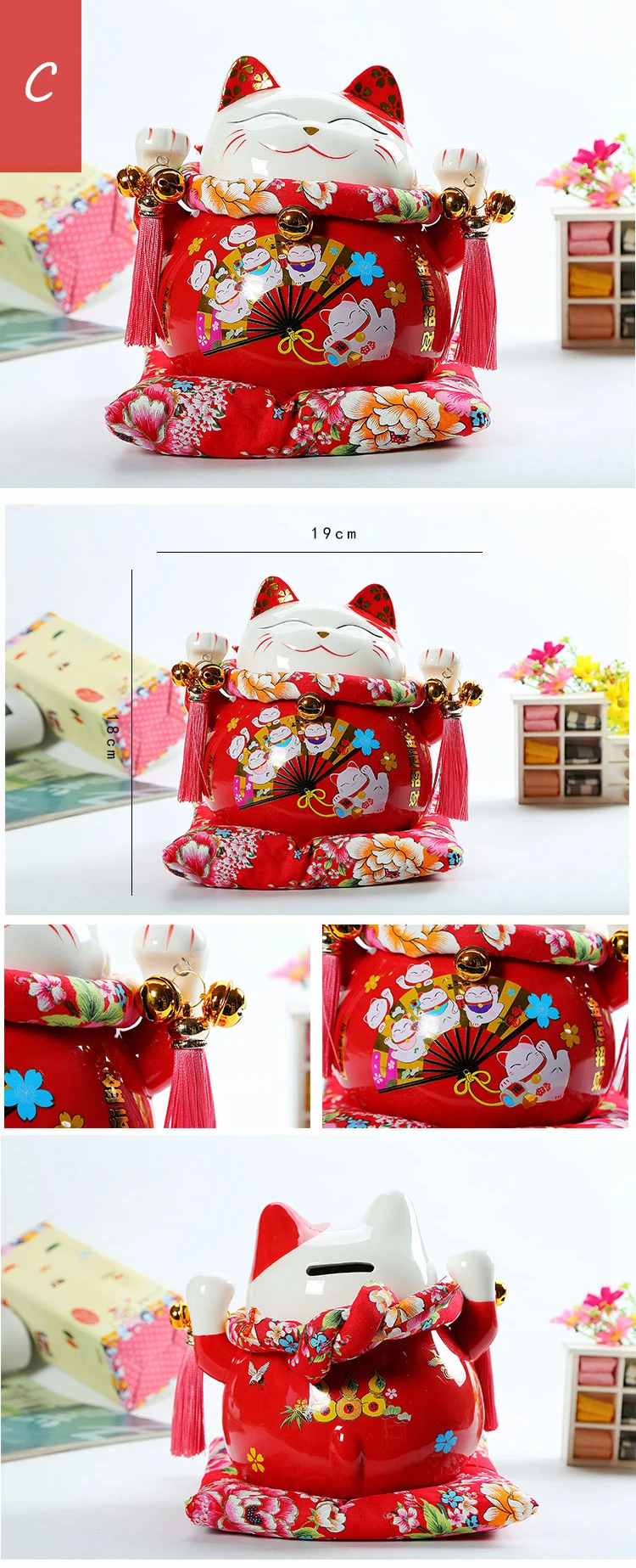 7 дюймов Maneki-Neko керамические китайские счастливые кошки манящие Фортуны кошки статуэтки счастливый Шарм копилка украшения дома