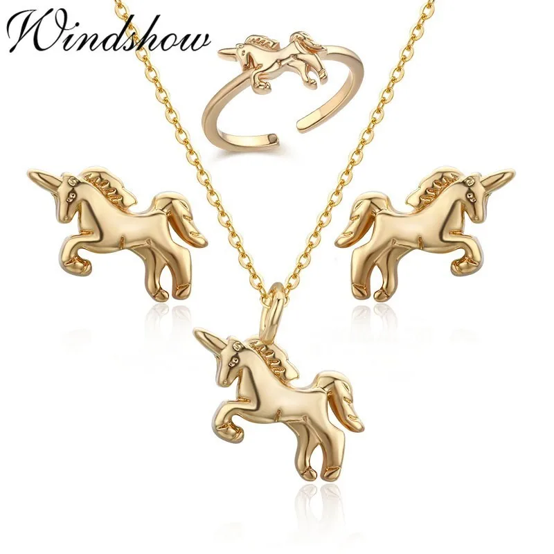Комплект из колье и серёг с подвеской в виде лошади|jewelry sets for women|jewelry setssmall jewelry |