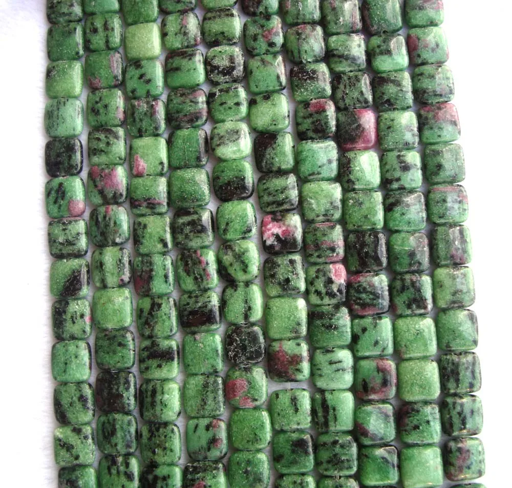 Плоские квадратные бусины с натуральным зеленым Рубином свободные для