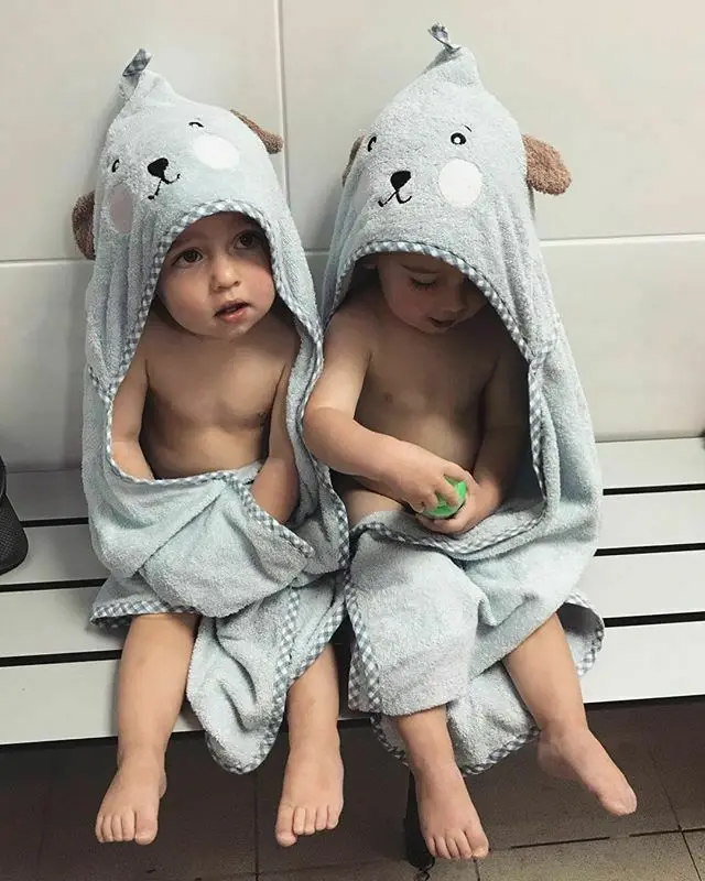 Очень милая детская Фланелевая пижама с капюшоном рисунком медведя ванны для