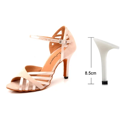 Beige 8.5cm Ladingwu/туфли для латинских танцев; женские замшевые и полиуретановые новые фиолетовые вечерние танцевальные туфли для сальсы; женские кроссовки на каблуке 9 см - Цвет: Beige 8.5cm