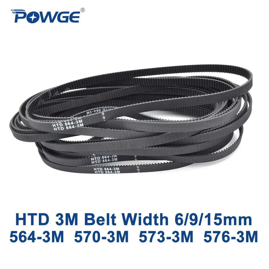 POWGE HTD 3 м с зубчатым ремнем C = 564 570 573 576 ширина 6/9/15 мм зубов 188 190 191 192 HTD3M синхронный 564-3 М 570-3 м 573-3 м 576- 3 м