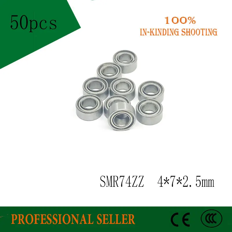 Free Shipping 50 PCS SMR74ZZ SMR74 Bearings 4x7x2.5 mm Stainless Steel Ball Bearings DDL-740ZZ 4*7*2.5 MM