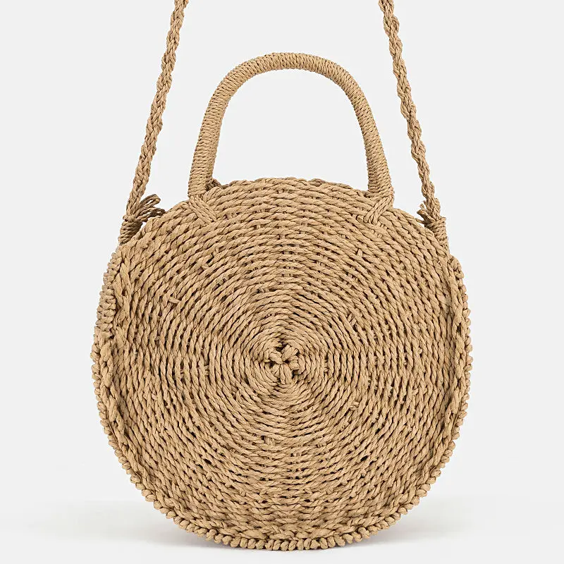 2018 леди свежие сумочку Винтаж ручной работы из ротанга сплетенные круглая