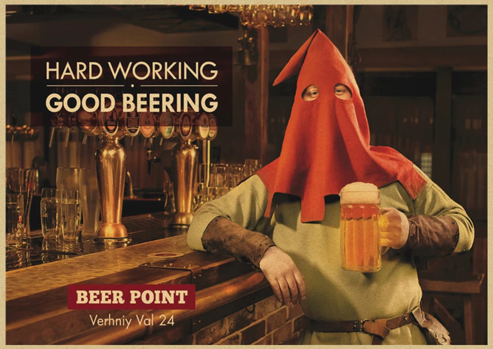 Beer Retro poster Home Furnishing decoration Kraft Poster Drawing Painting Wall stickers - Color: Red