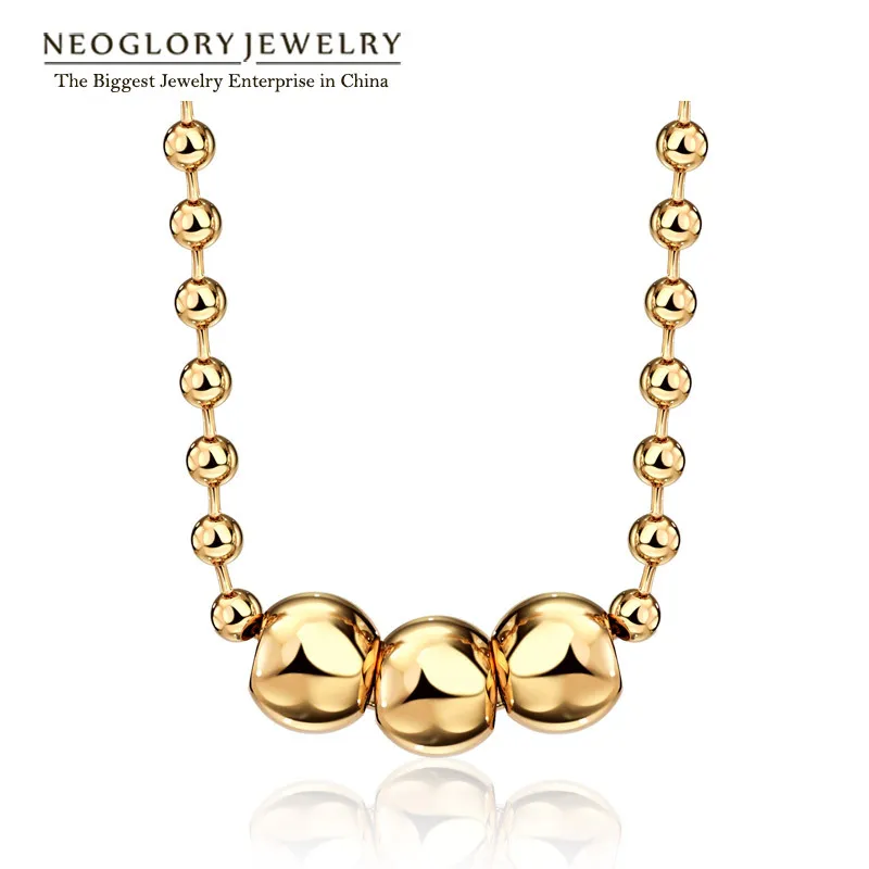 

Neoglory Lead Alloy Light Yellow Gold Color Charm Chain Beads Necklace for Women Fashion Jewelry Round 2020 Brand New Gift QC