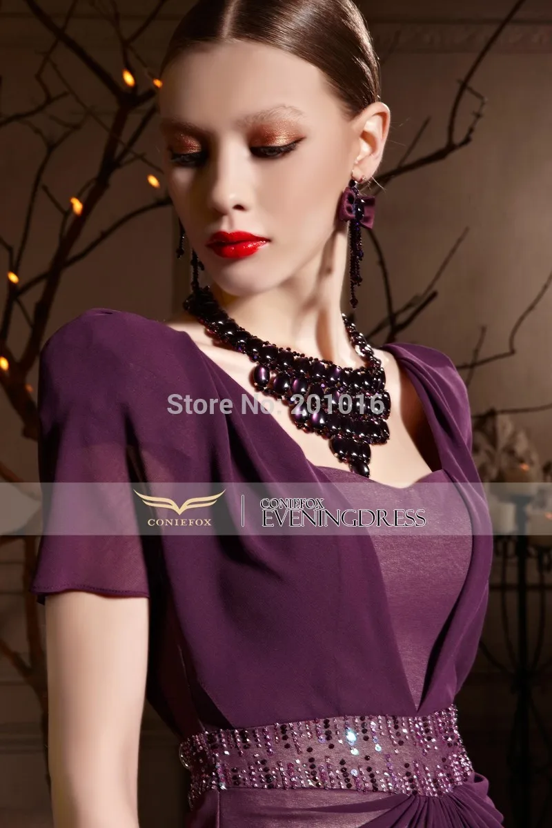 Fast Shipping ! Kingfox 30619 Floor Length Short Sleeves Backless Purple Bridesmaids Dresses | Свадьбы и торжества