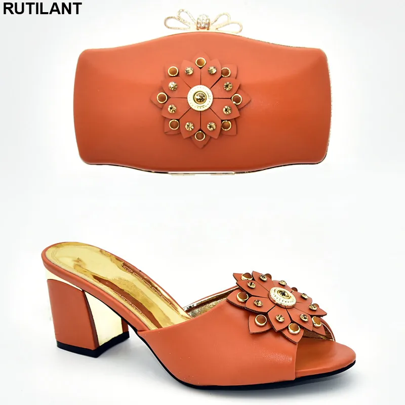 New Italian Women Wedding Shoes and Bag Set Decorated with Rhinestone Designer Luxury 2019 High Heel | Обувь