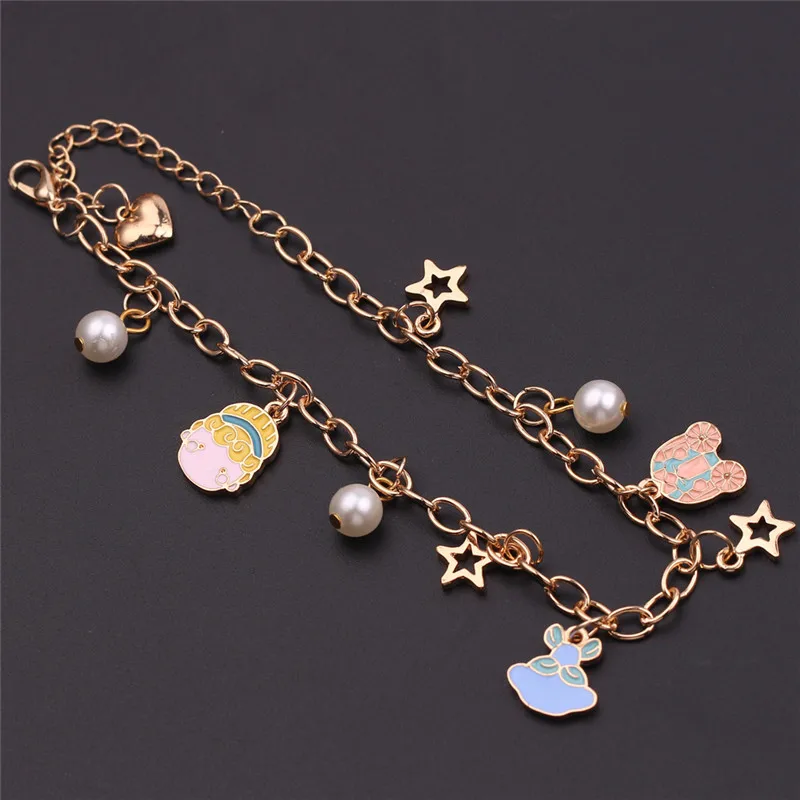 Сказочные сказки звезды сердце кулон браслеты аниме Золотая цепочка жемчуг