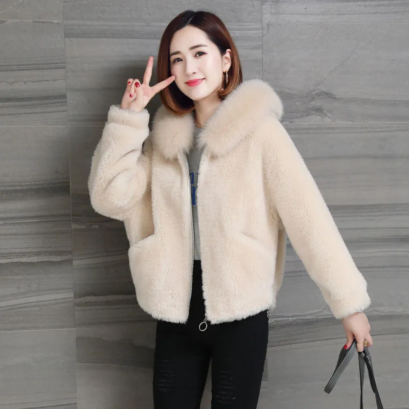 2019 женское короткое пальто однотонное плотное и теплое с круглым вырезом