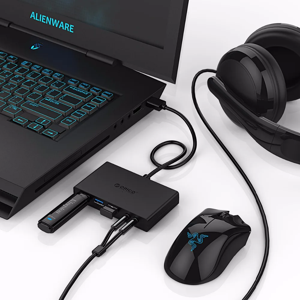 ORICO 3 Porst USB3.0 хаб с наушником и микрофон Порты Micro USB Питание разъёмы