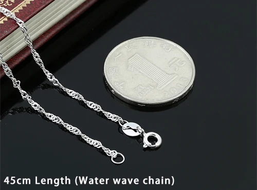 45cm Length Модная 1 мм Толстая коробка, волнистое ожерелье, подвеска, серебро 925 пробы, для мужчин и женщин, лучшая цепочка "друг", ожерелье, ювелирное изделие N42 - Цвет камня: 45cm Length