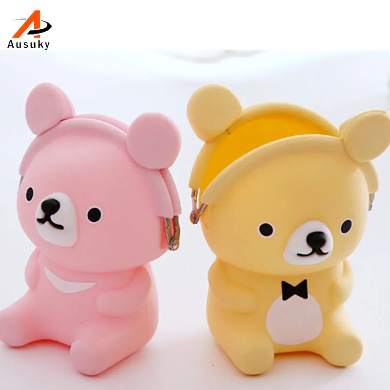 Модные милые дизайнерские кошельки Женский силиконовый кошелек с медведем