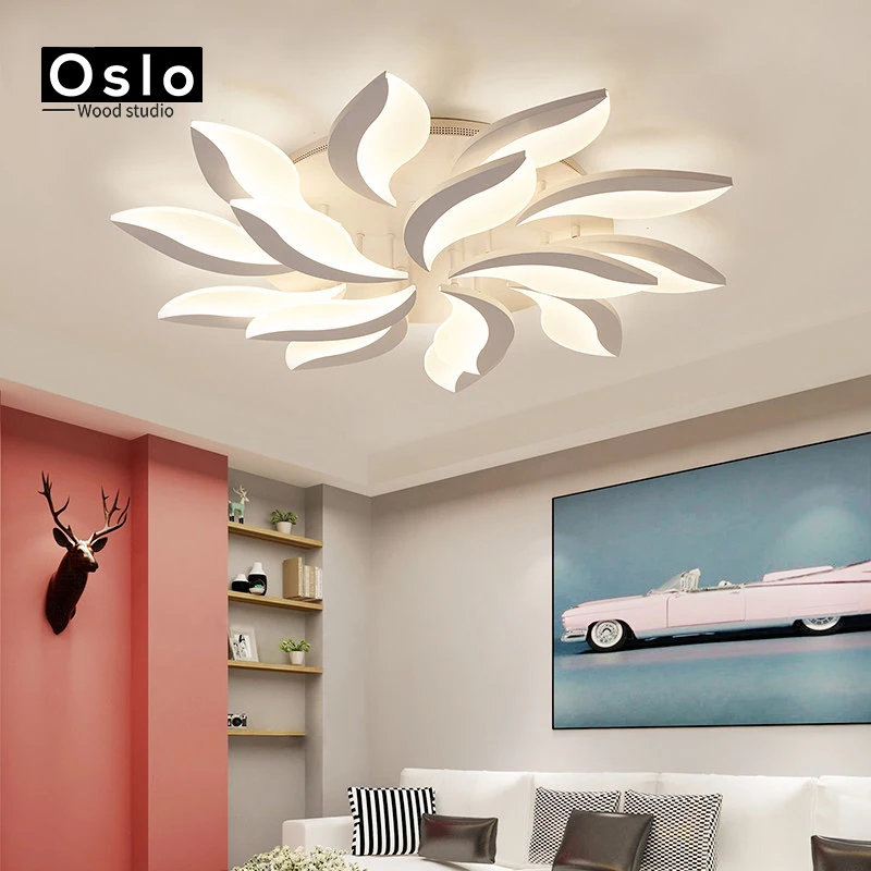Современный потолочный светильник белая акриловая лампа в виде листьев орхидеи