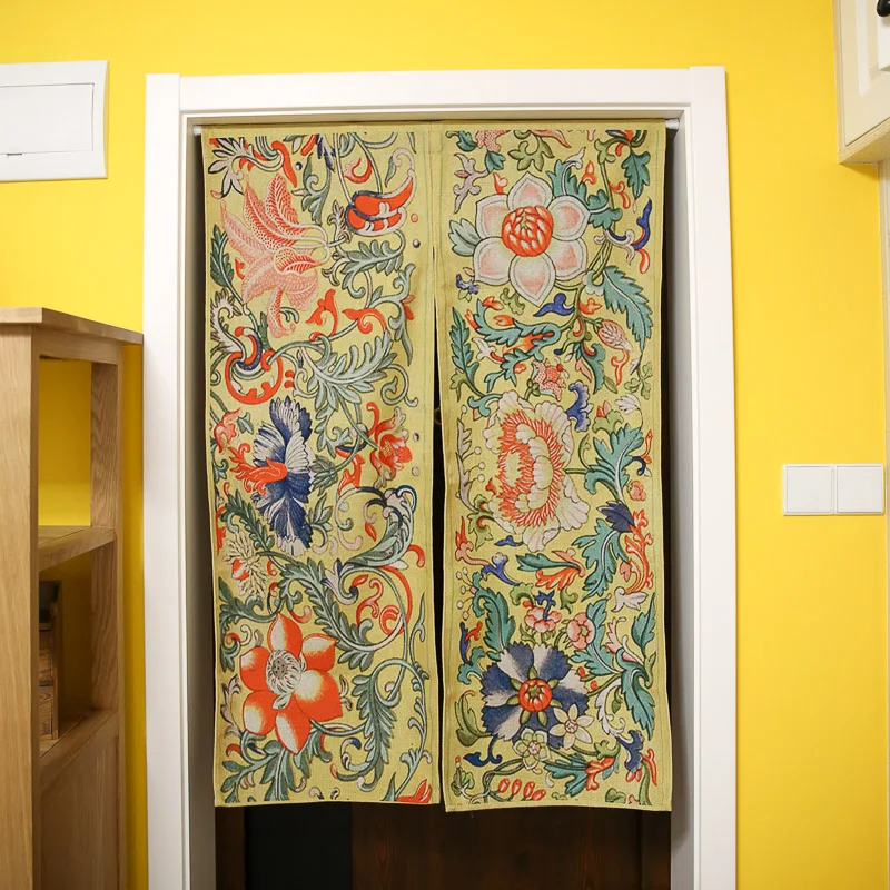 Китайская национальная синяя и белая фарфоровая китайская хлопковая занавеска