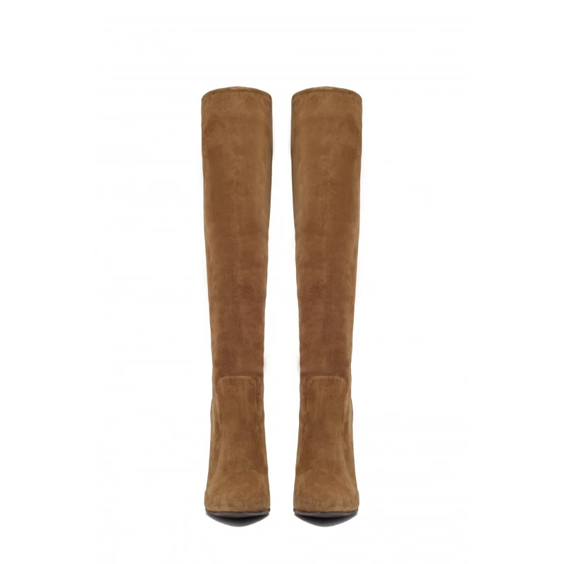 Bottes femme Nouveau/женские сапоги до колена на высоком каблуке-шпильке с острым носком; большие размеры; сезон весна-осень; женская обувь