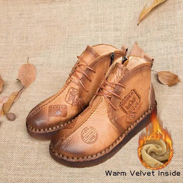 winter boots 1 Cuculus осень-зима Женская обувь в стиле ретро; ботильоны ручной работы сапоги на плоской подошве; обувь из натуральной кожи размера плюс 42 1965 - Цвет: winter boots 1